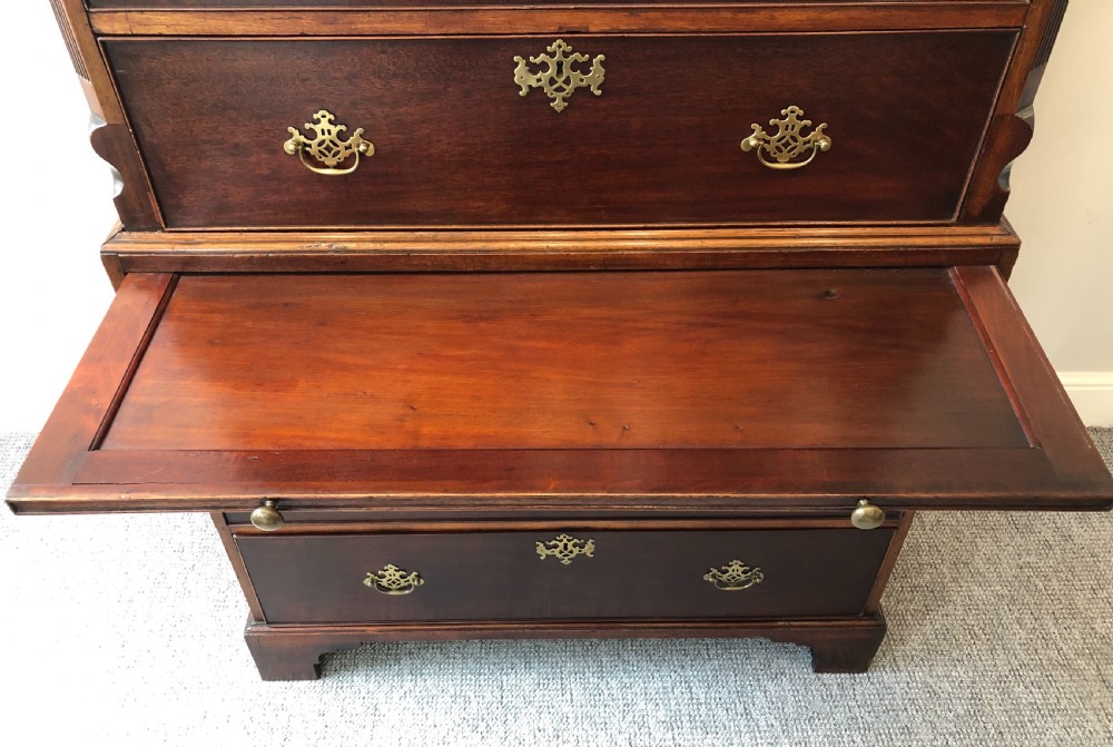 Antique Georgian Mahogany Chest on Chest with Brushing Slide View V