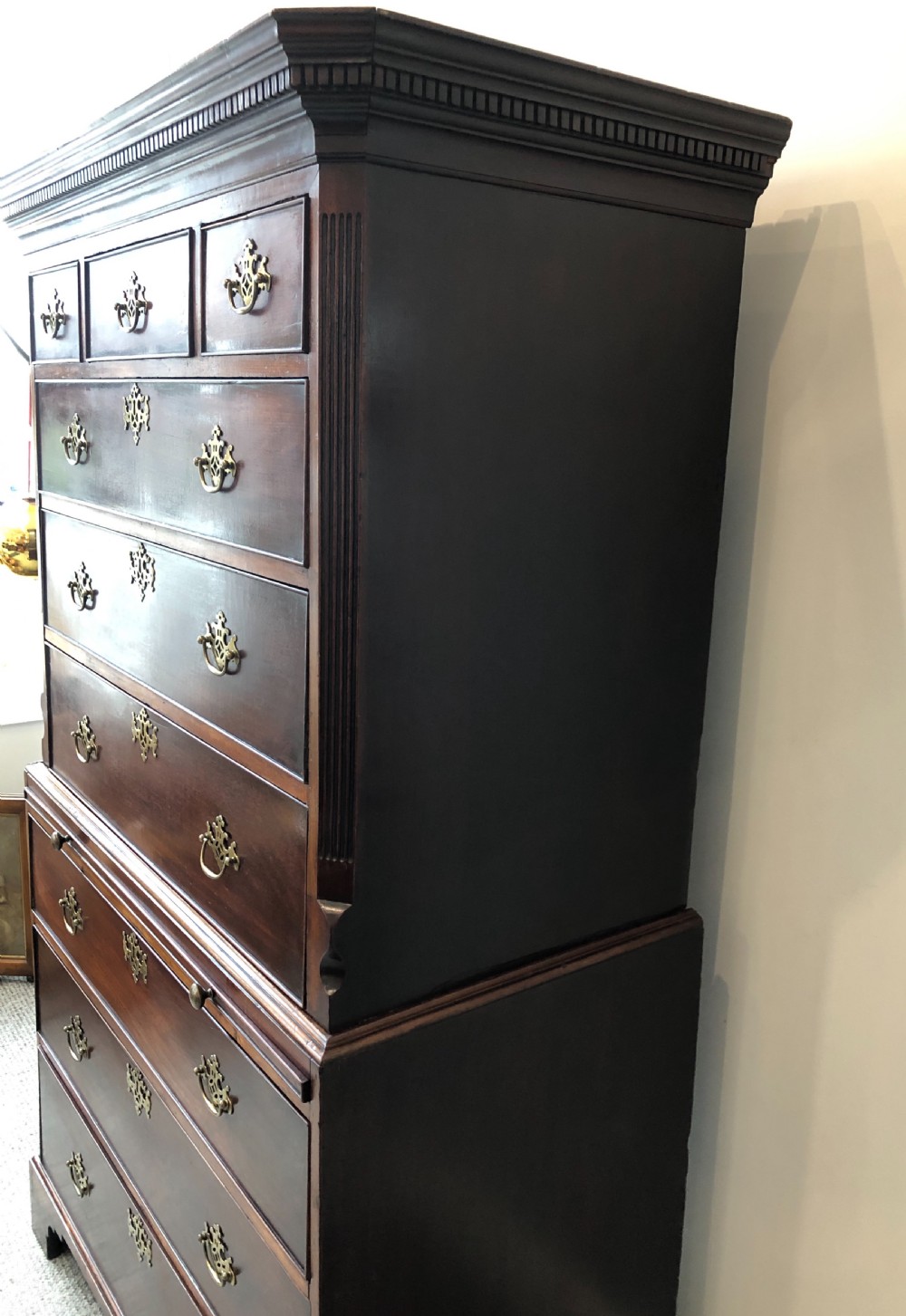 Antique Georgian Mahogany Chest on Chest with Brushing Slide View VIII