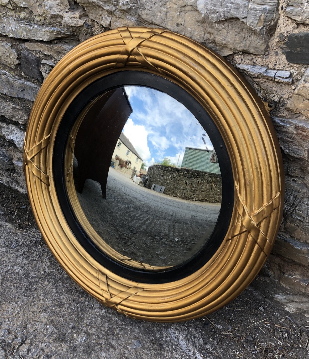 Antique Regency Gilt Convex Wall Mirror View II
