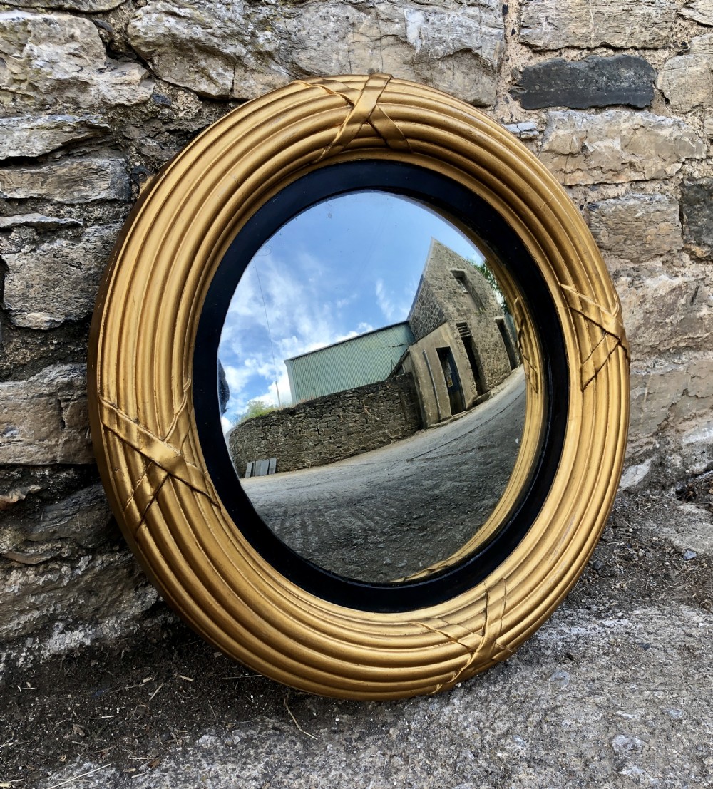 Antique Regency Gilt Convex Wall Mirror View III