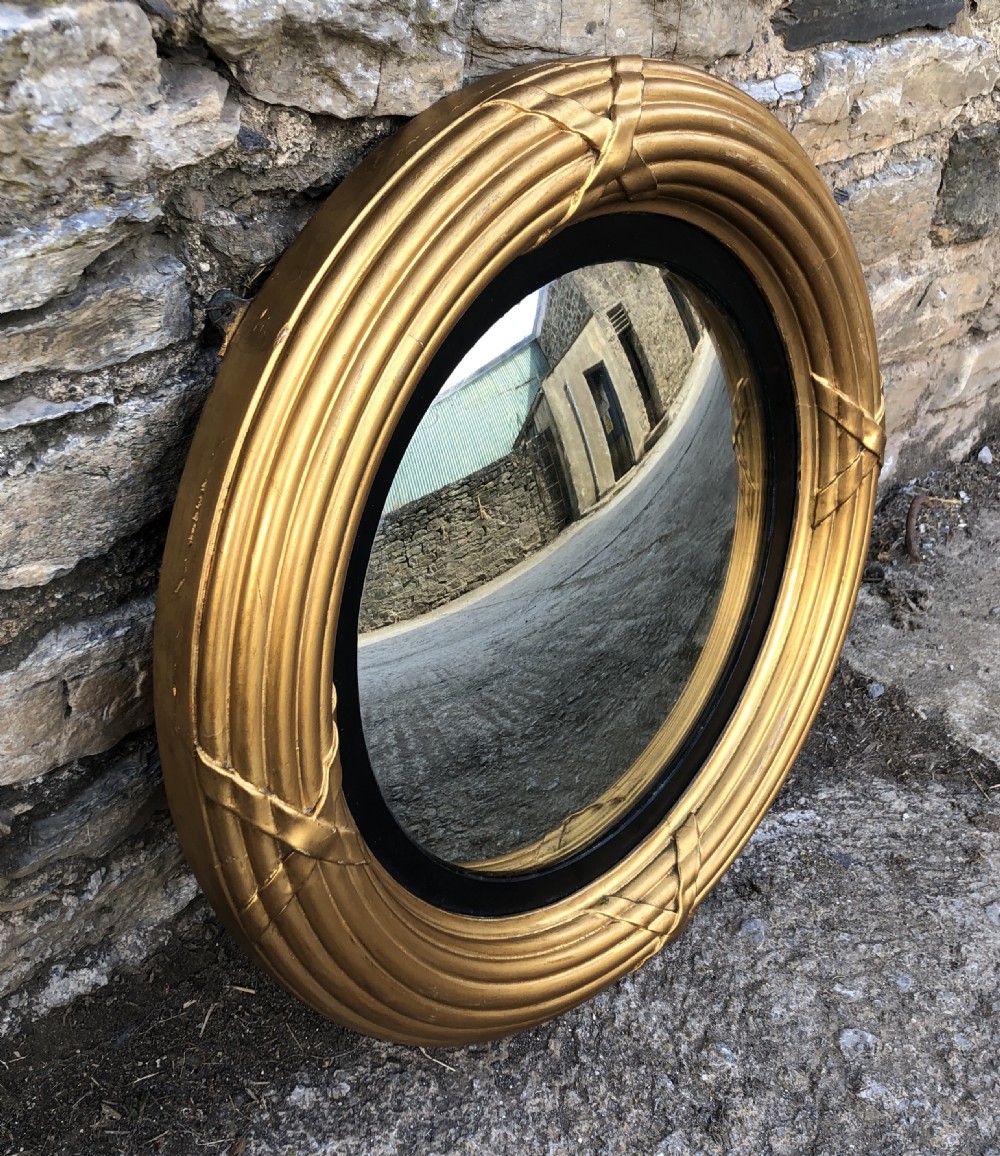 Antique Regency Gilt Convex Wall Mirror View IX