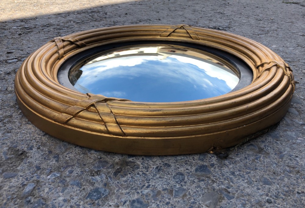 Antique Regency Gilt Convex Wall Mirror View X