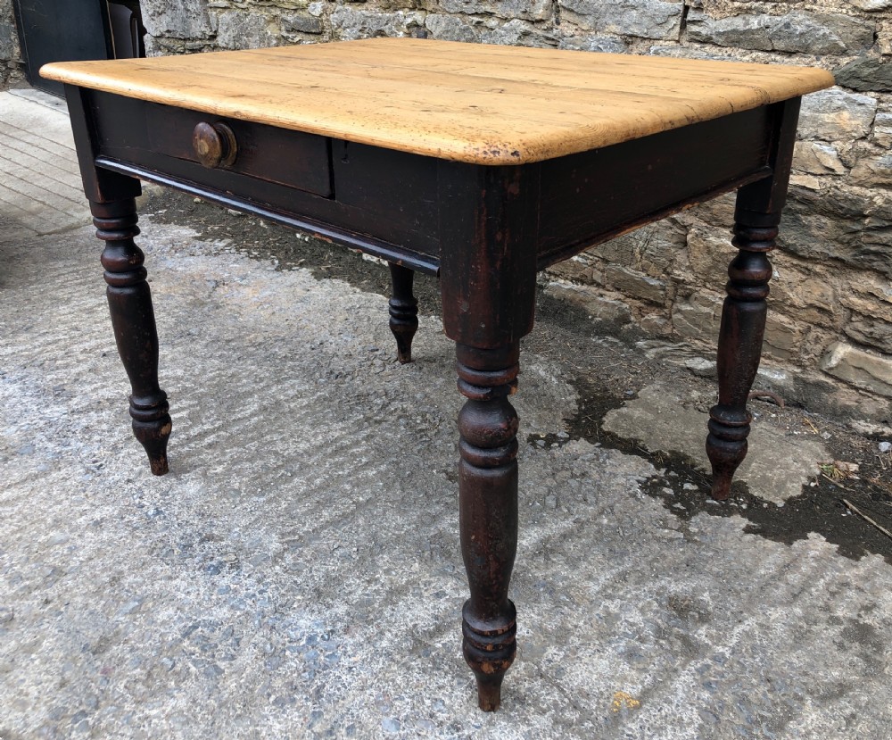 Antique Victorian Pine Farmhouse Table  View X