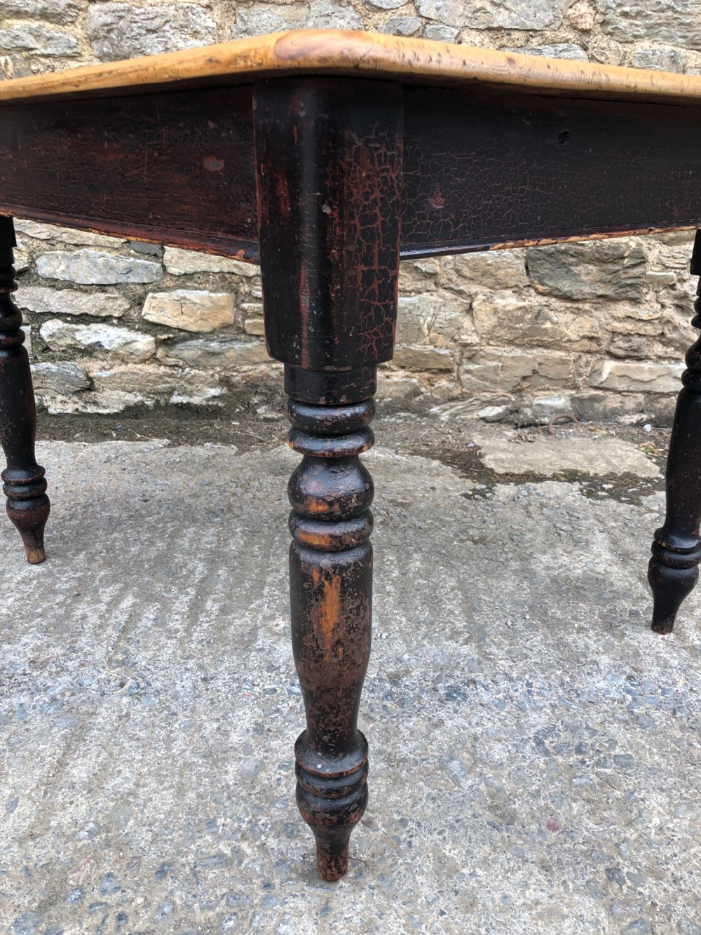 Antique Victorian Pine Farmhouse Table  View XVII