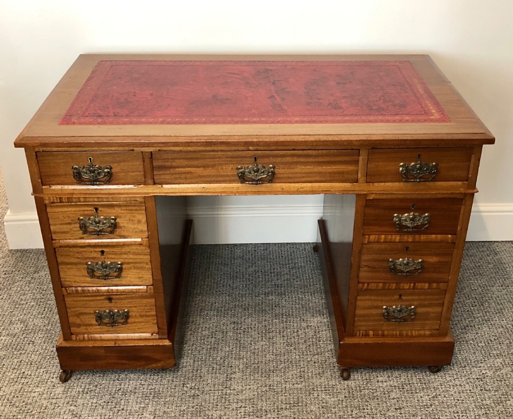 Small Antique Edwardian Pedestal Writing Desk