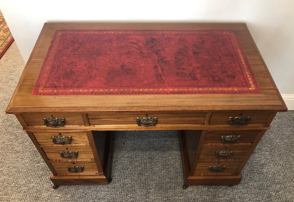 Small Antique Edwardian Pedestal Writing Desk View II