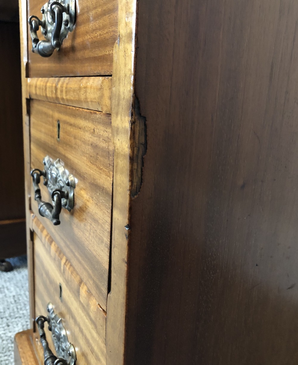 Small Antique Edwardian Pedestal Writing Desk View VI