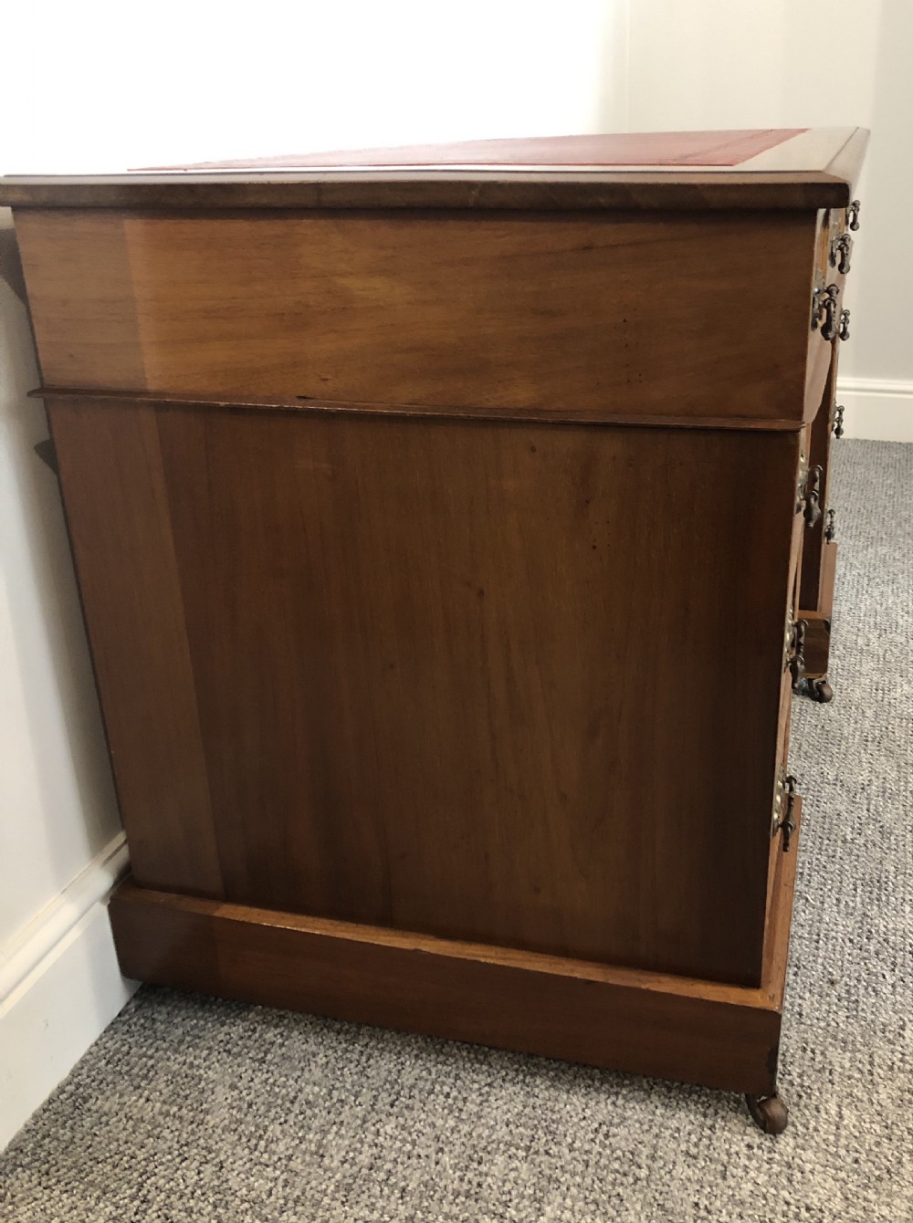 Small Antique Edwardian Pedestal Writing Desk View IX