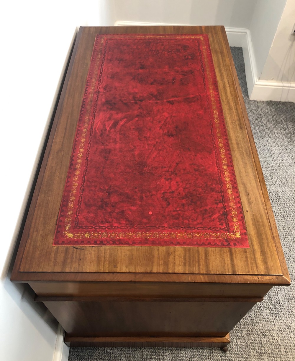 Small Antique Edwardian Pedestal Writing Desk View XI