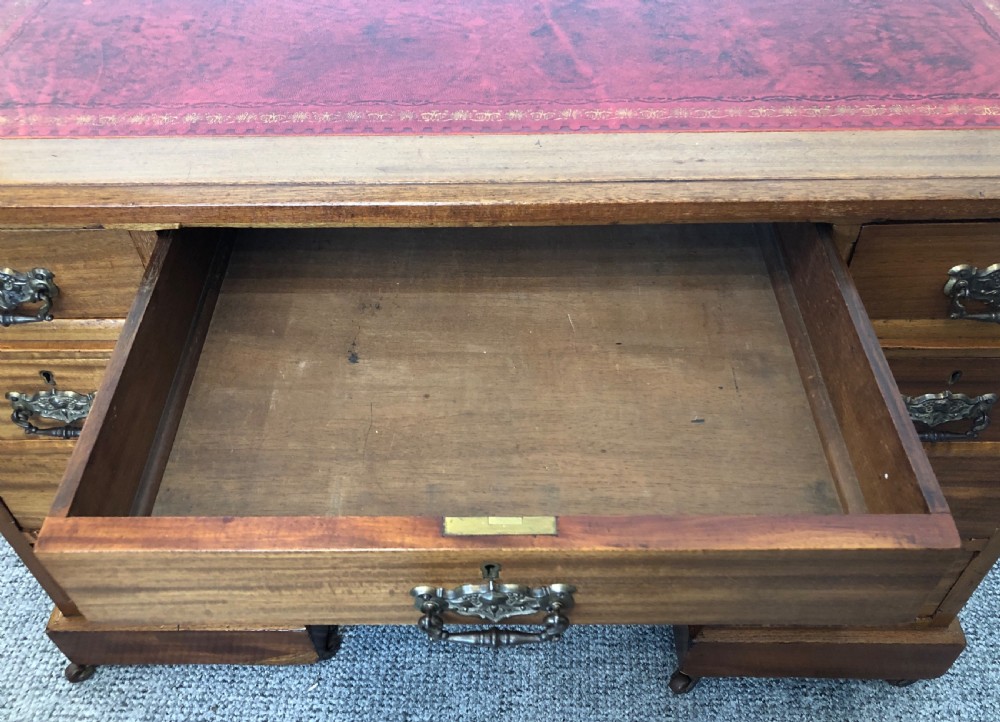 Small Antique Edwardian Pedestal Writing Desk View XII