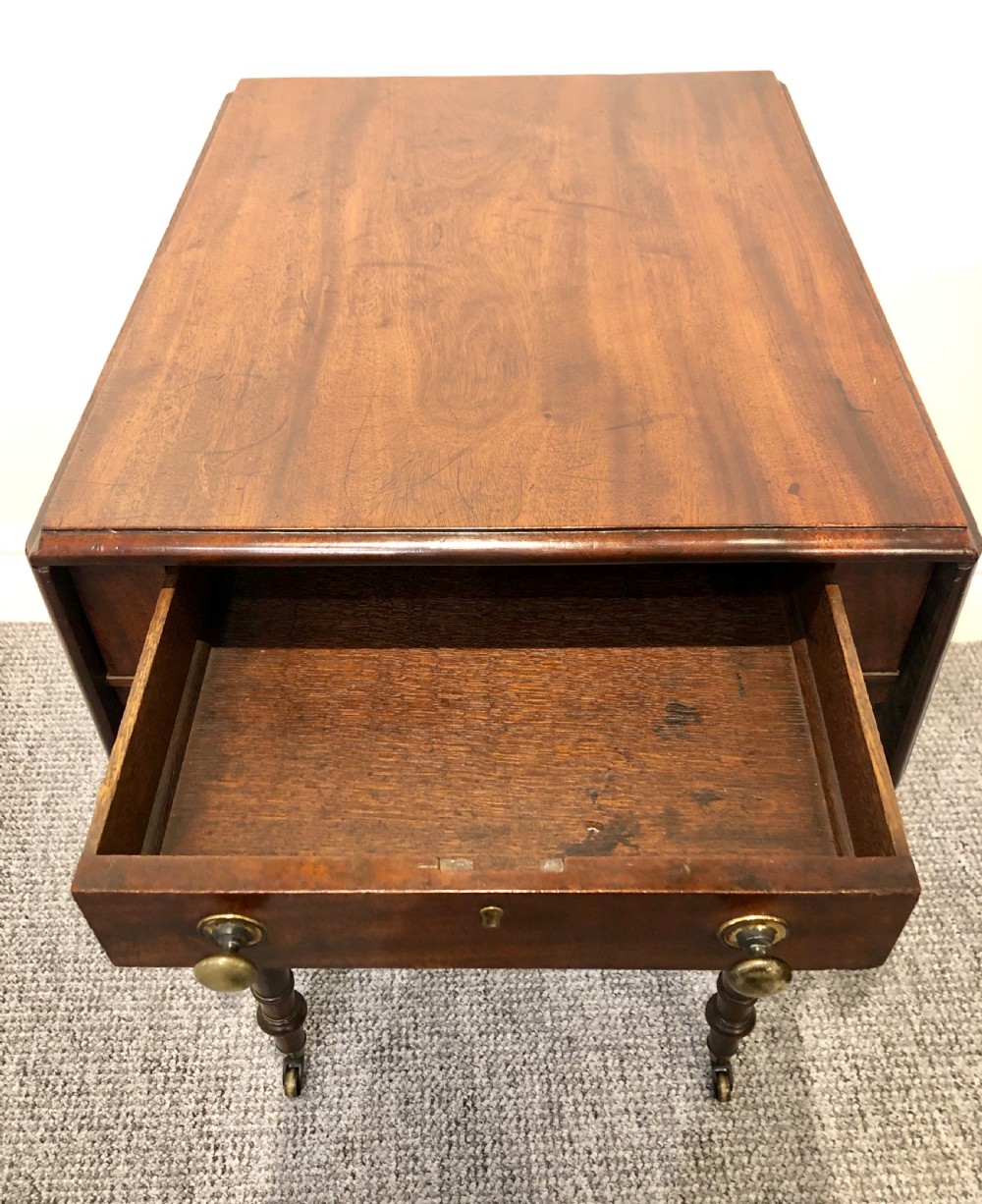 Antique Victorian Mahogany Drop Flap Side Table View XIII