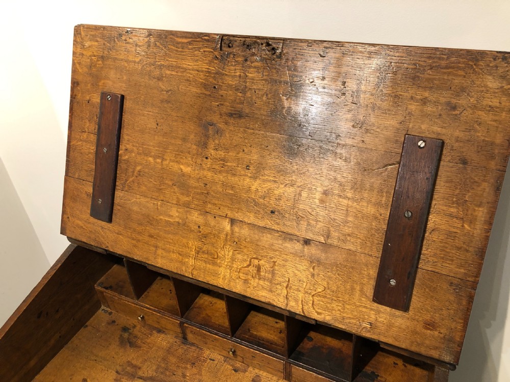 Antique Georgian 18th Century Oak Clerks Desk View X