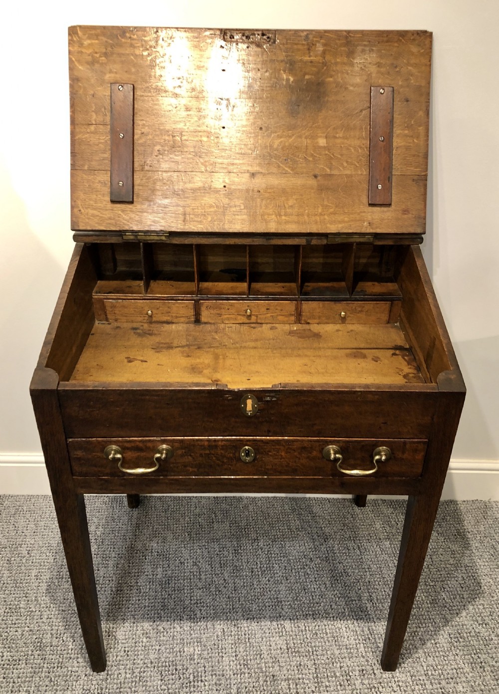Antique Georgian 18th Century Oak Clerks Desk View XIX