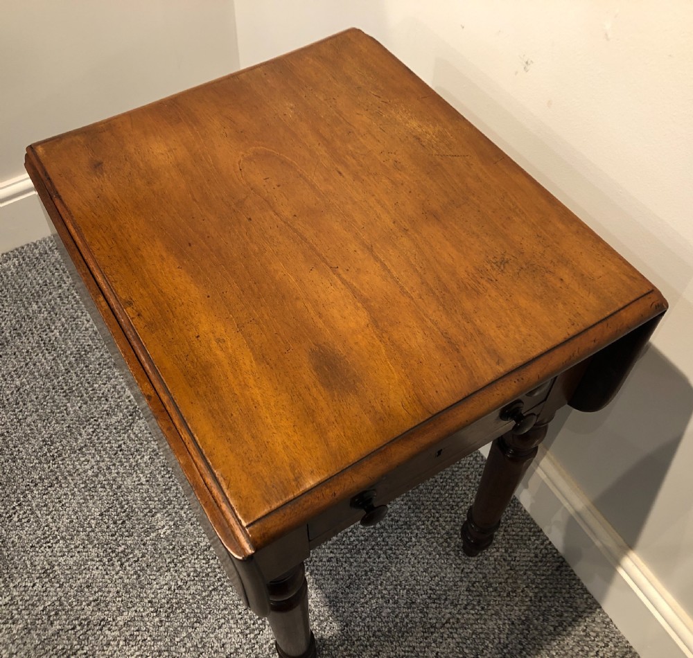 Small Antique Victorian Two Drawer Drop Flap Work Table View VII