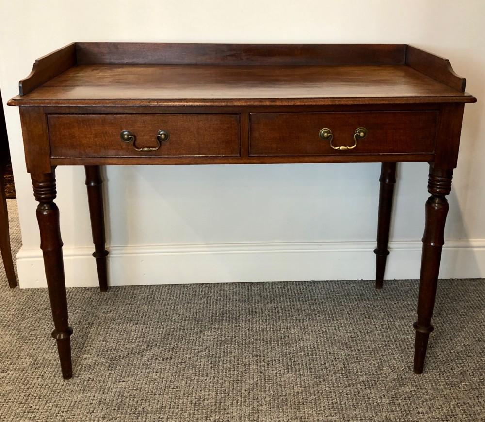 Antique Georgian Mahogany Two Drawer Side Table