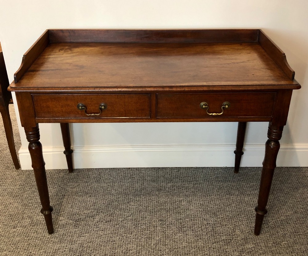 Antique Georgian Mahogany Two Drawer Side Table View III