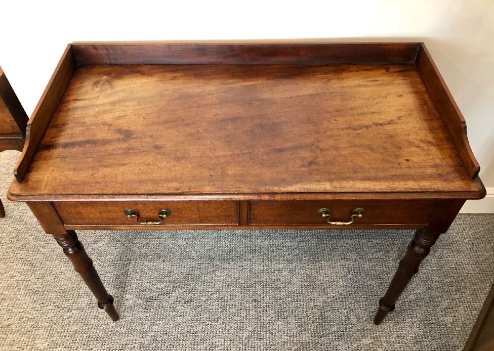 Antique Georgian Mahogany Two Drawer Side Table View IV
