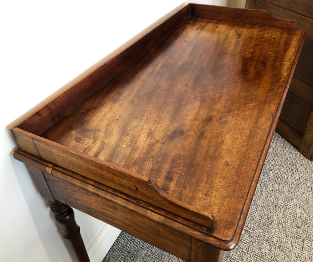 Antique Georgian Mahogany Two Drawer Side Table View V