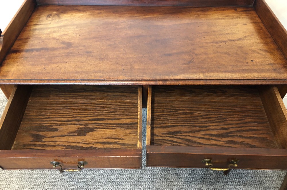 Antique Georgian Mahogany Two Drawer Side Table View VII