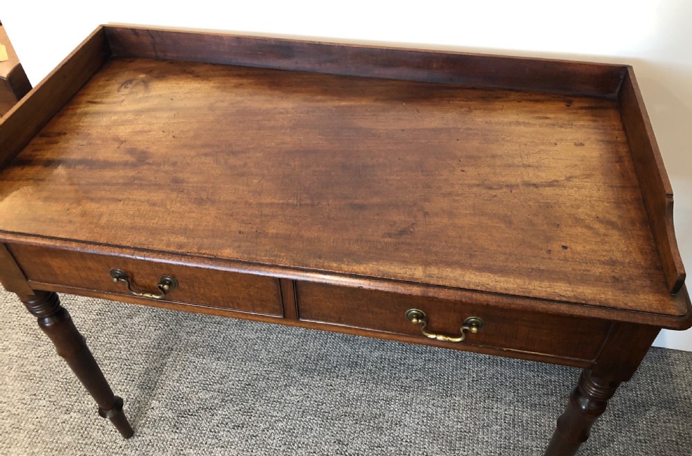 Antique Georgian Mahogany Two Drawer Side Table View VIII