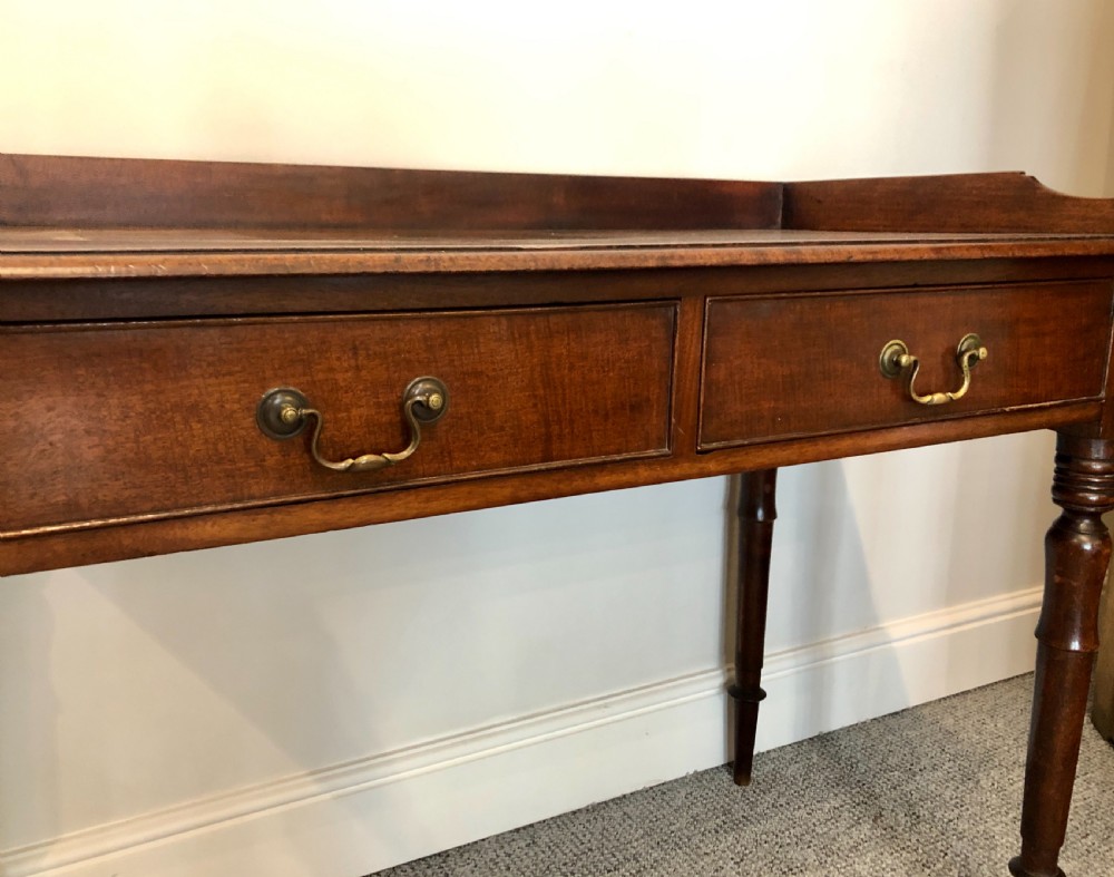 Antique Georgian Mahogany Two Drawer Side Table View IX