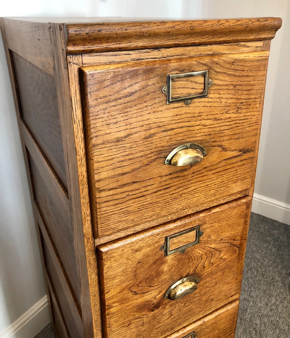 Antique Oak Four Drawer Filing Cabinet View VIII