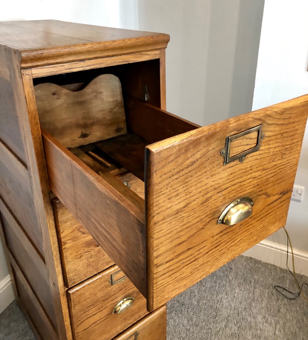 Antique Oak Four Drawer Filing Cabinet View XIII