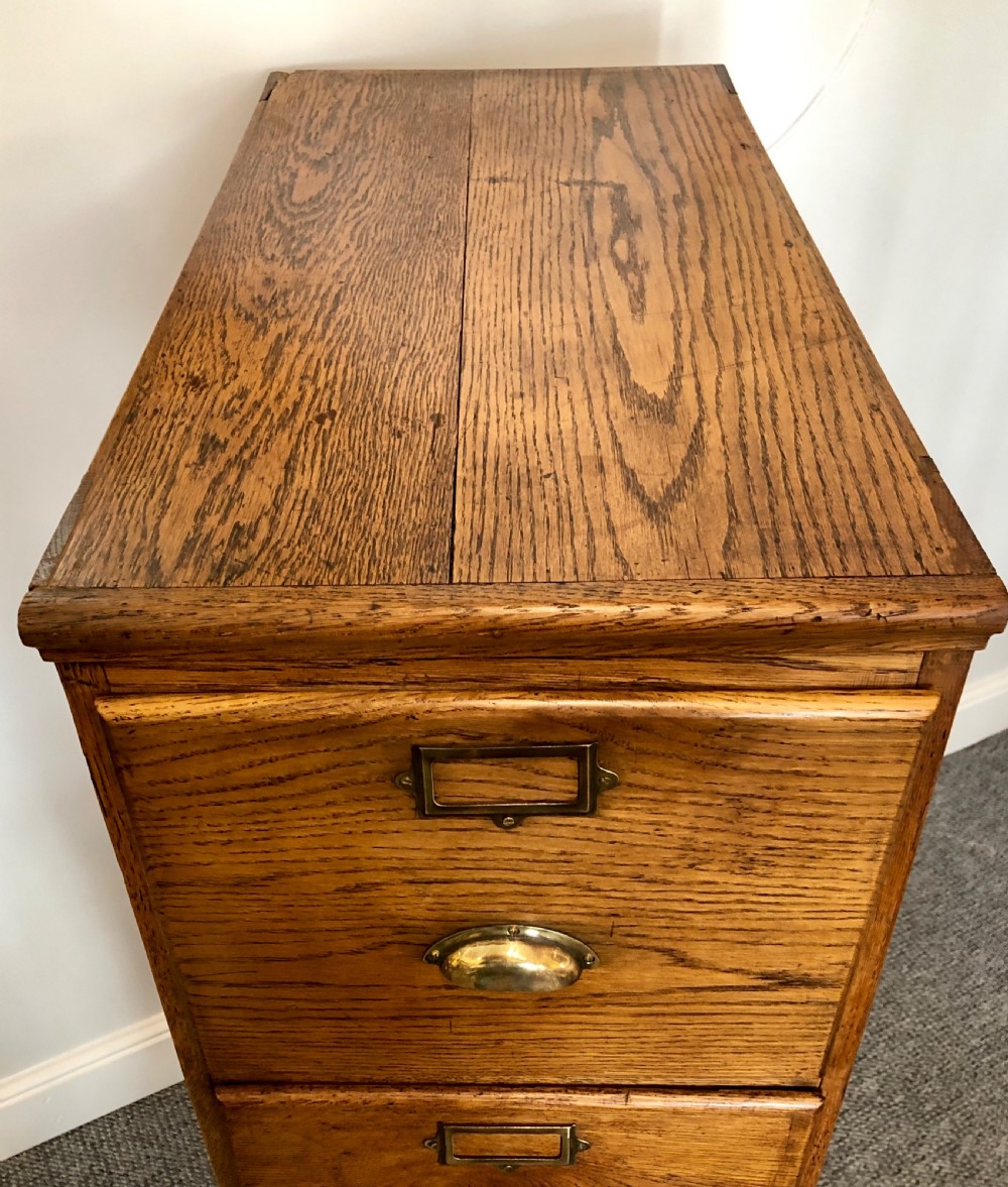 Antique Oak Four Drawer Filing Cabinet View XV