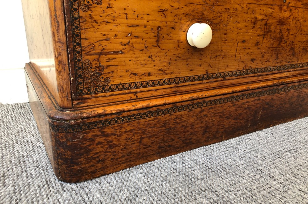Large Victorian Pine Chest of Drawers with Original Painted Decoration View XIII