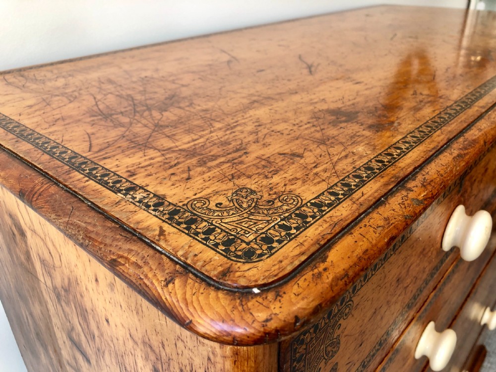 Large Victorian Pine Chest of Drawers with Original Painted Decoration View XVI
