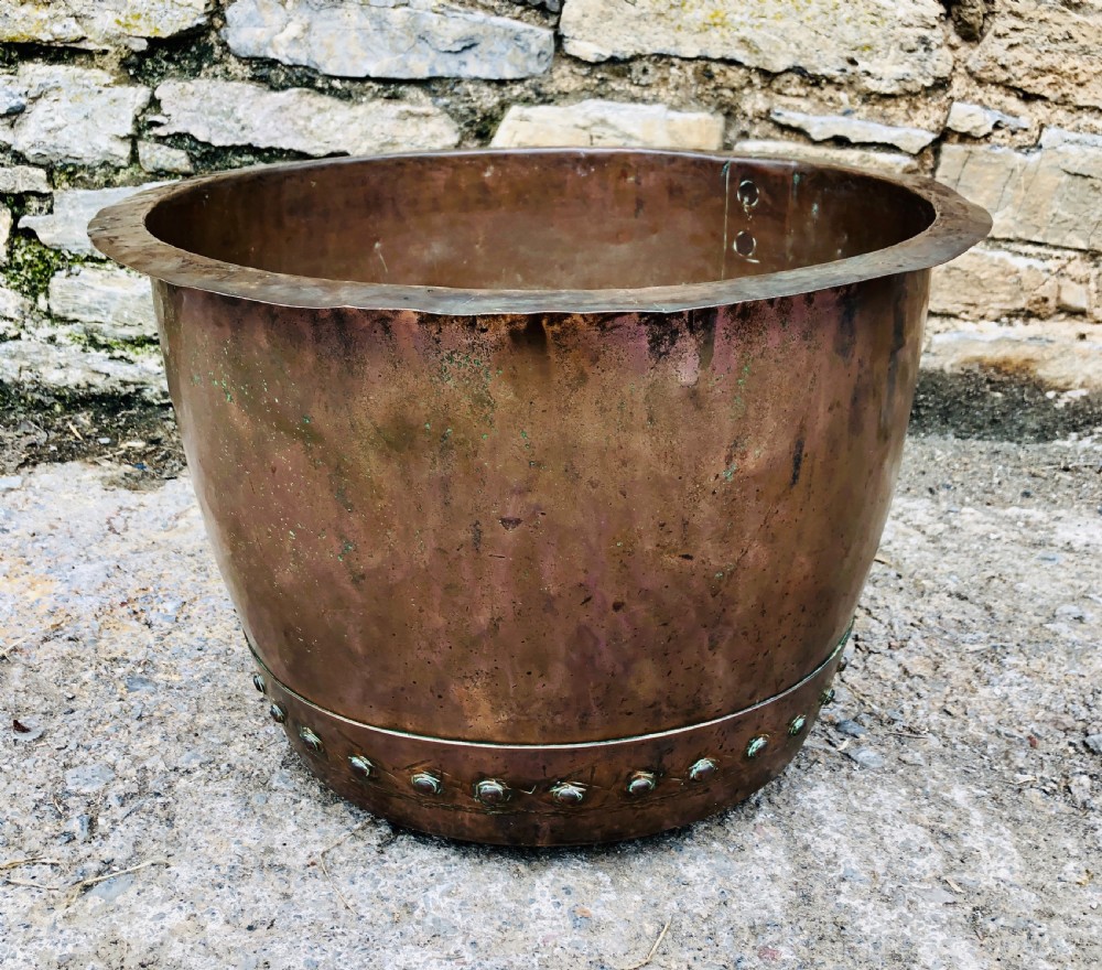 Large Antique Riveted Copper Boiler 