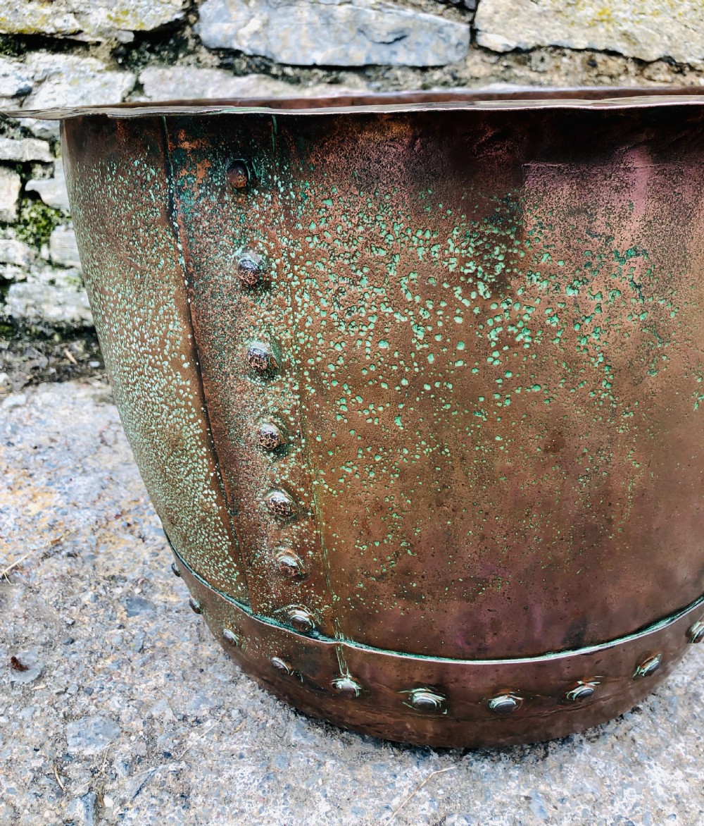 Large Antique Riveted Copper Boiler  View V
