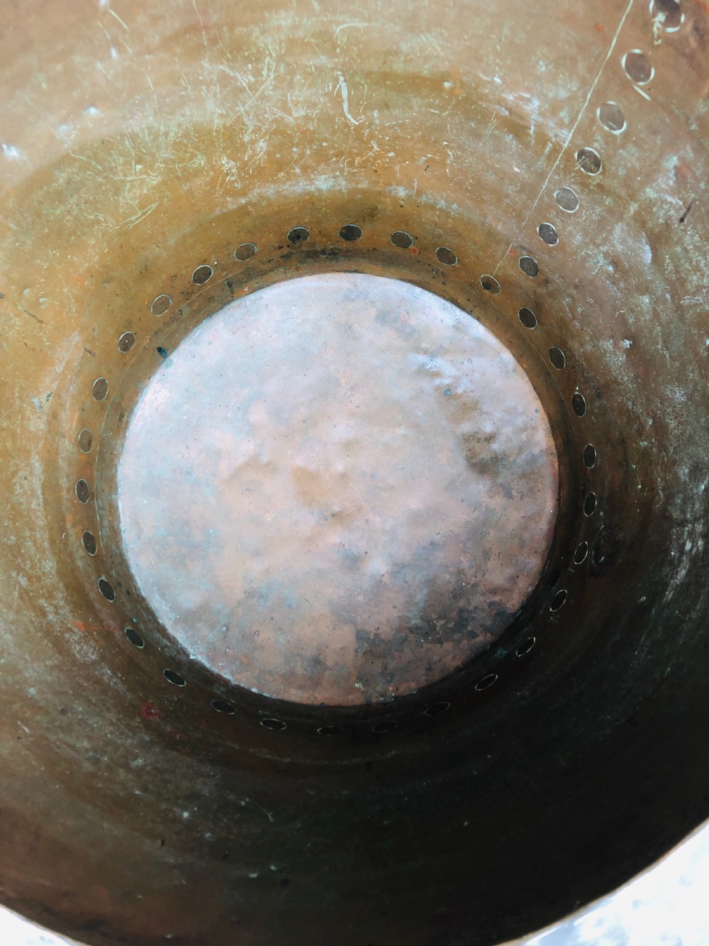 Large Antique Riveted Copper Boiler  View X