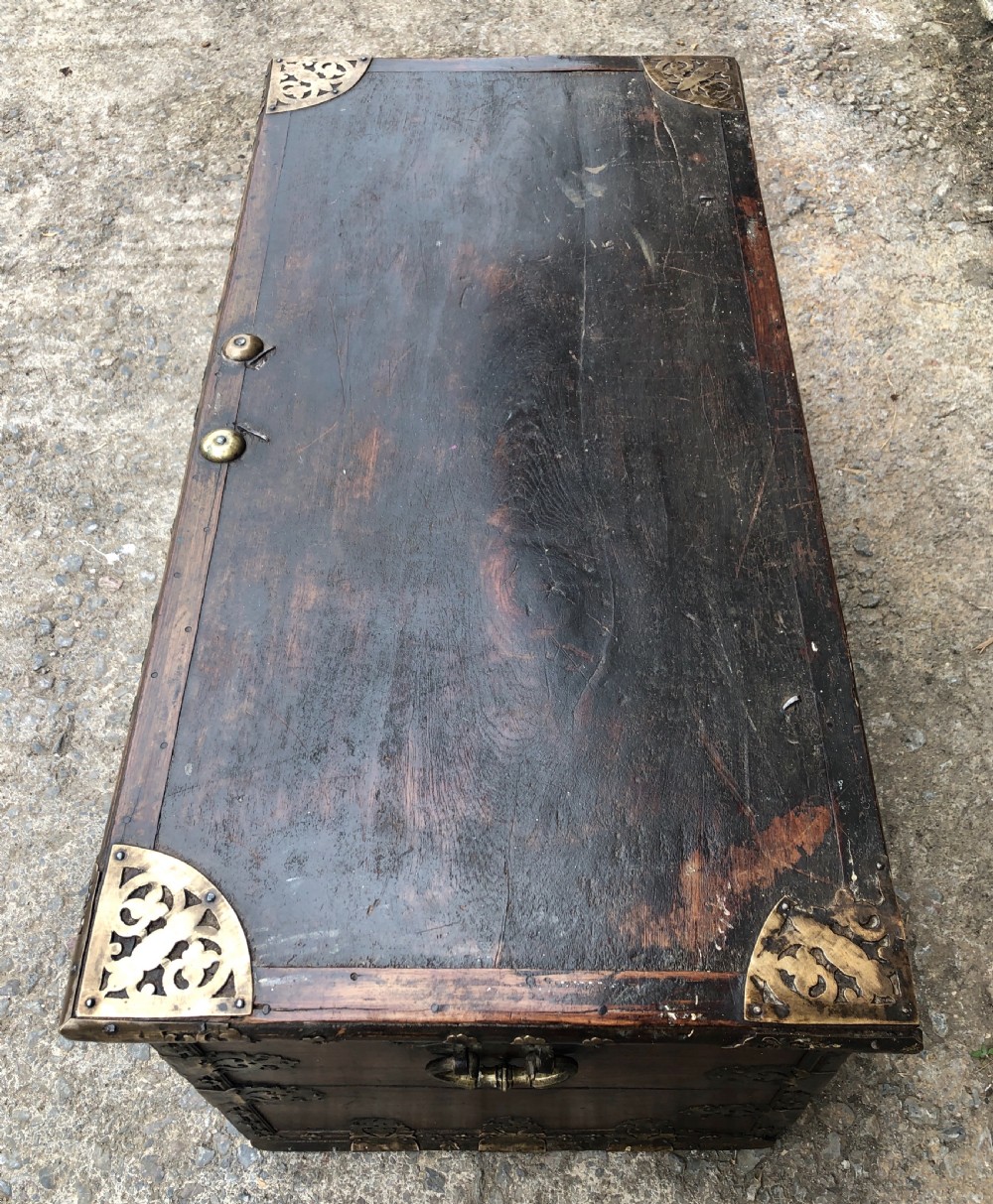 Antique Zanzibar Padouk Wood Studded Dowry Chest View III