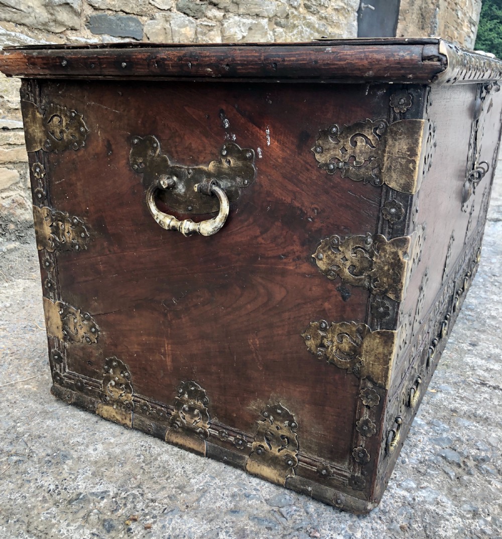 Antique Zanzibar Padouk Wood Studded Dowry Chest View VI