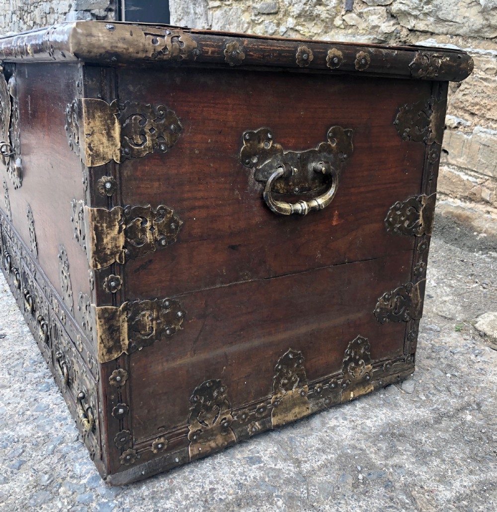 Antique Zanzibar Padouk Wood Studded Dowry Chest View VIII