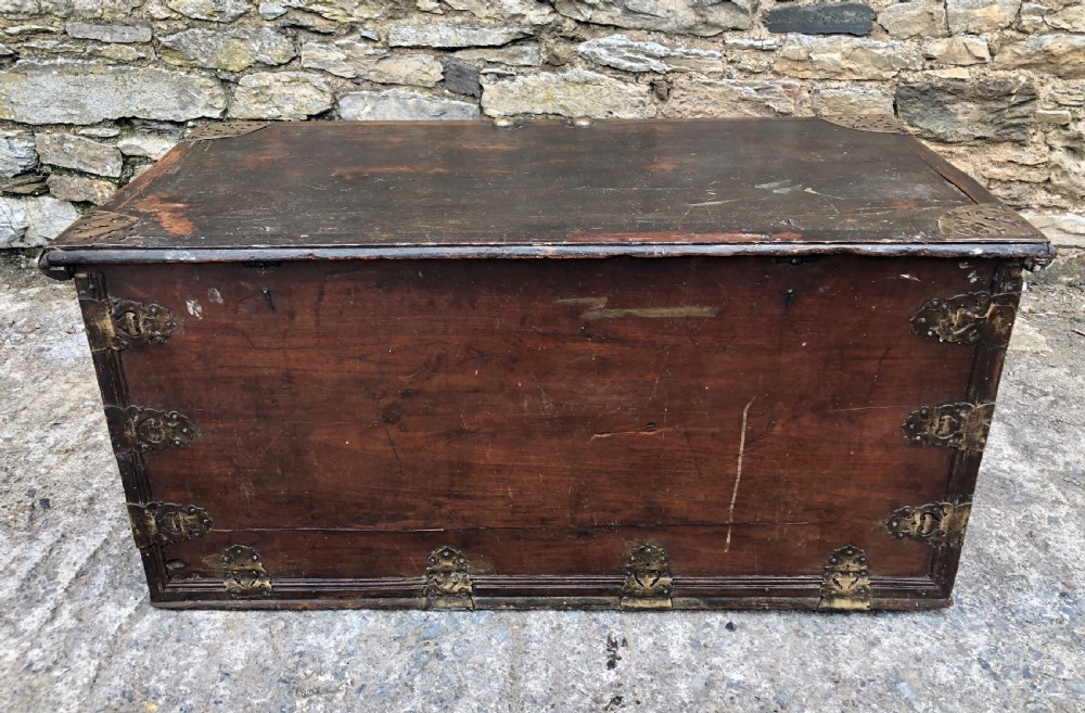 Antique Zanzibar Padouk Wood Studded Dowry Chest View XI