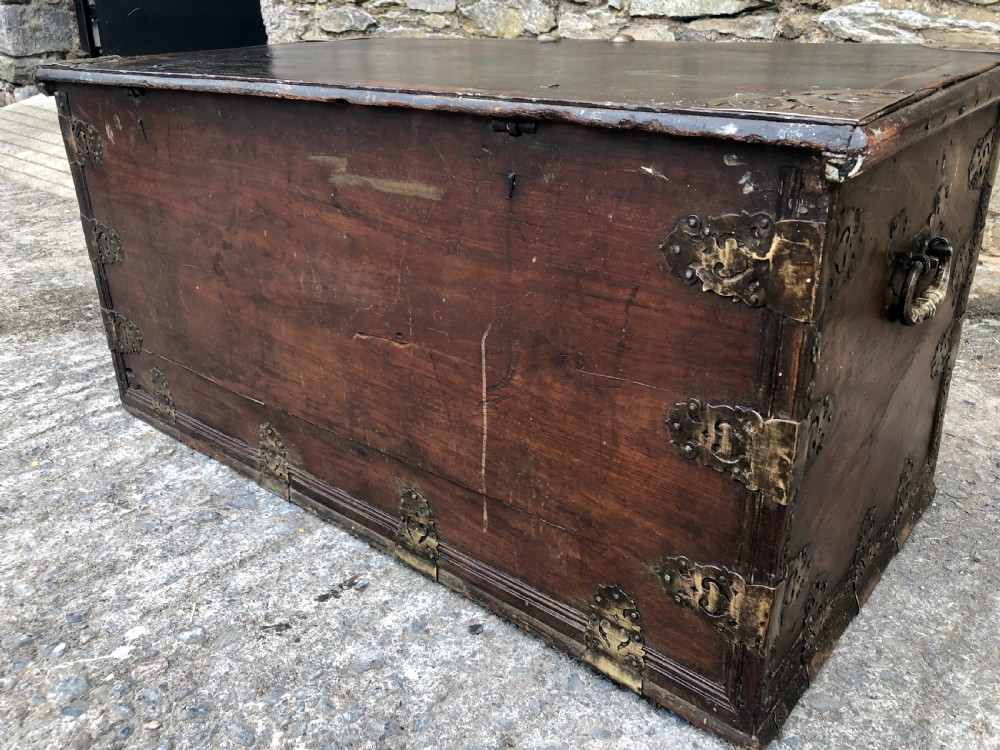 Antique Zanzibar Padouk Wood Studded Dowry Chest View XIX