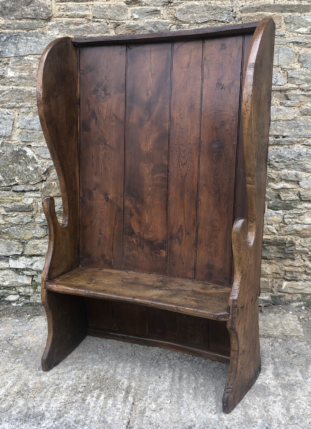 Antique Oak and Pine High Back Westcountry Tavern Settle 