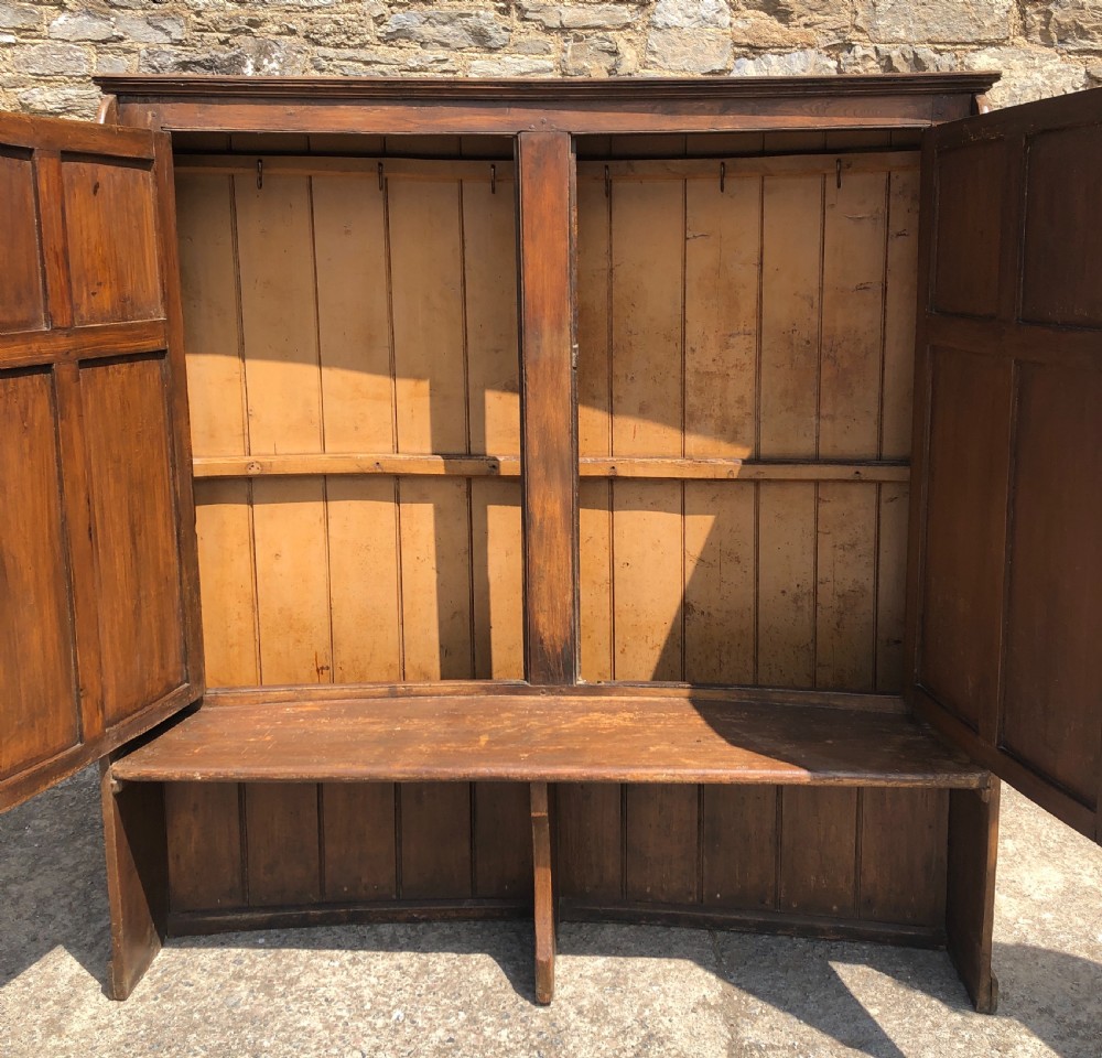 Large Antique Westcountry Pine Bacon Settle View X