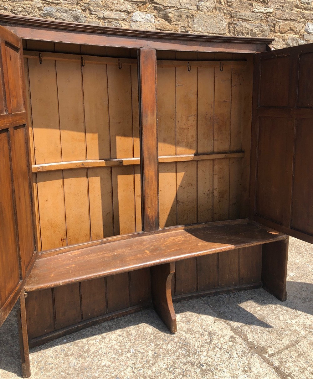 Large Antique Westcountry Pine Bacon Settle View XV