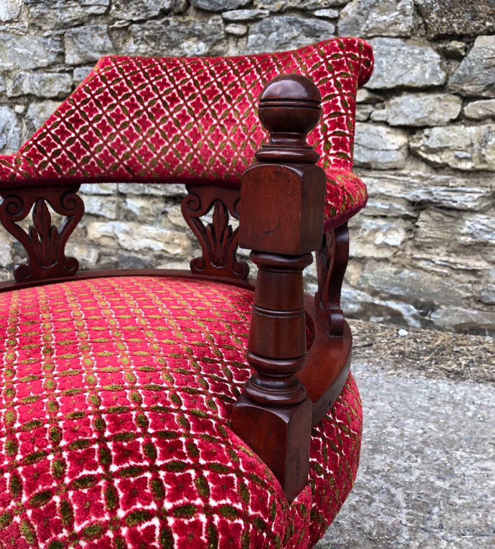 Small Edwardian Mahogany Framed Tub Armchair View IV