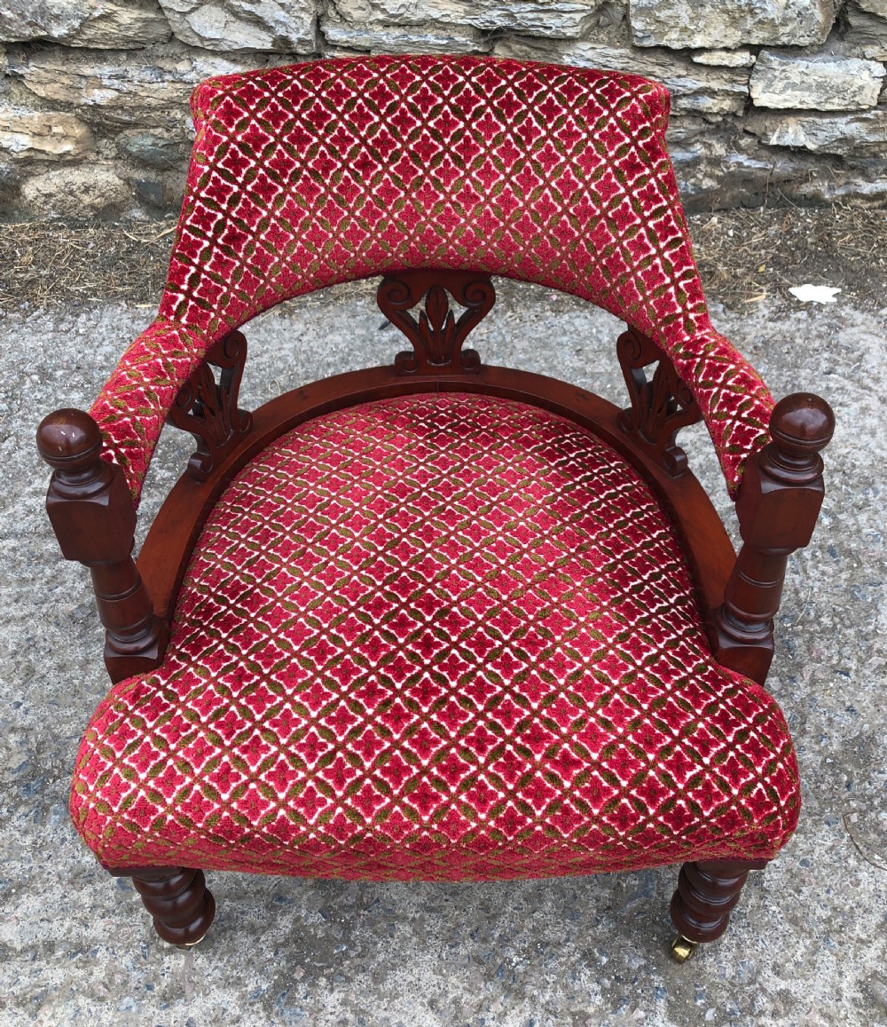 Small Edwardian Mahogany Framed Tub Armchair View V