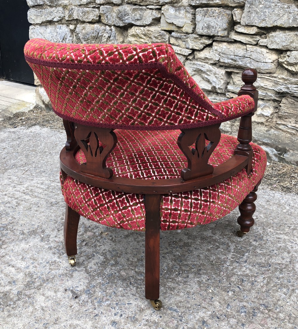 Small Edwardian Mahogany Framed Tub Armchair View VI
