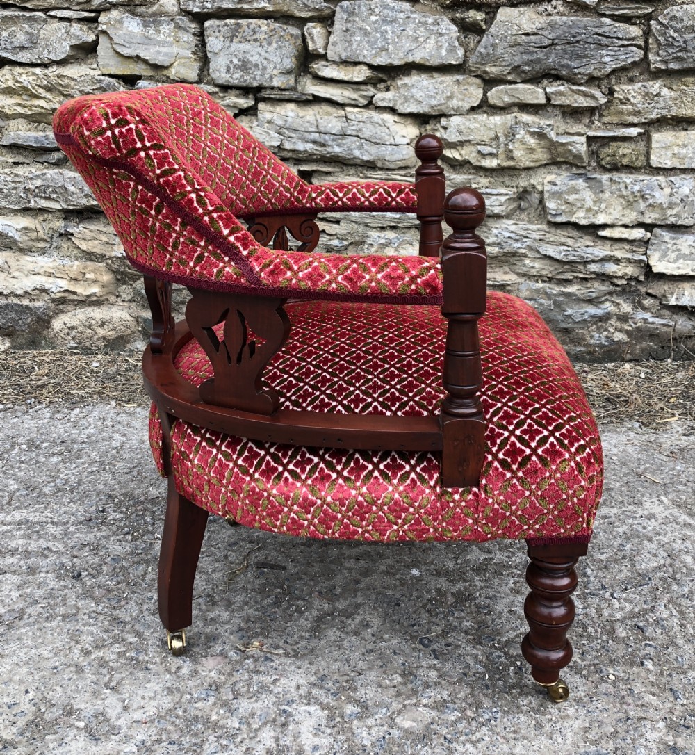 Small Edwardian Mahogany Framed Tub Armchair View VII