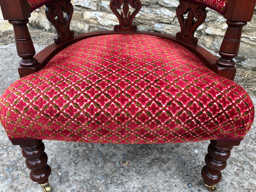 Small Edwardian Mahogany Framed Tub Armchair View VIII