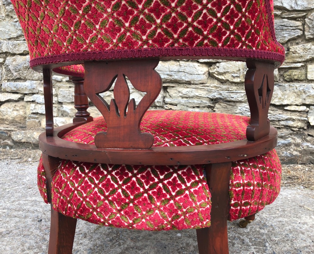 Small Edwardian Mahogany Framed Tub Armchair View IX