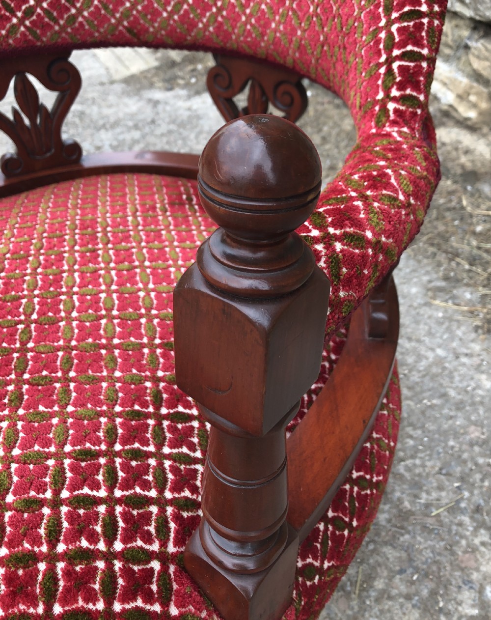 Small Edwardian Mahogany Framed Tub Armchair View XII