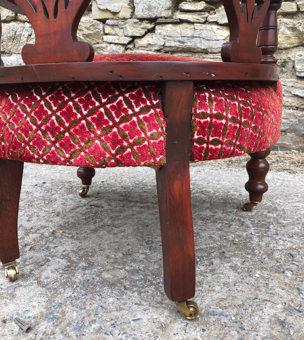 Small Edwardian Mahogany Framed Tub Armchair View XIII