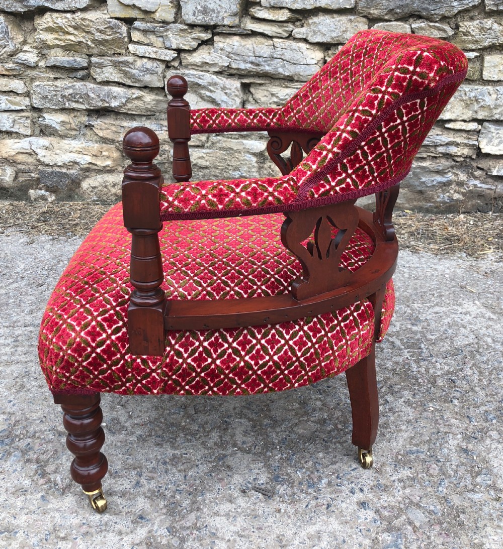 Small Edwardian Mahogany Framed Tub Armchair View XIV